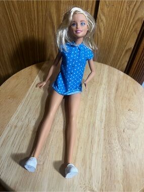 Mattel Barbie Bright Blue Polka Dot Shirt Dress